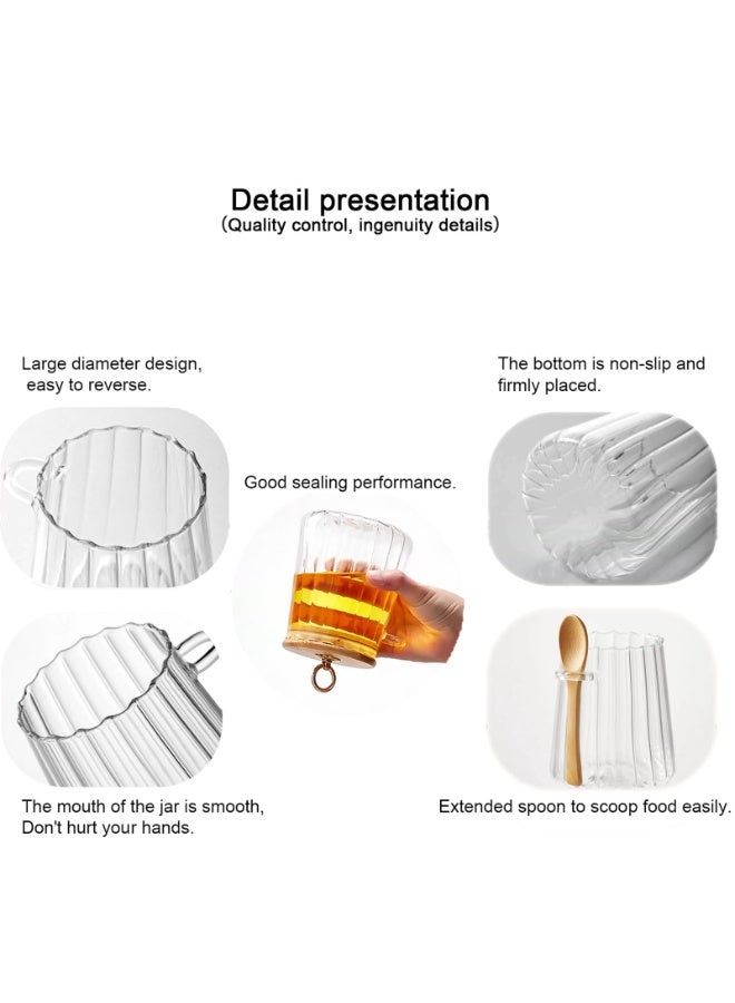 توهج شجاع مرطبان سكر | مرطبان قهوة زجاجي | علبة تخزين طعام محكمة الإغلاق بغطاء وملعقة | مرطبان حلوى | ملحق ركن القهوة | لتخزين حبوب البن والقهوة المطحونة | مخروطي - Image 2